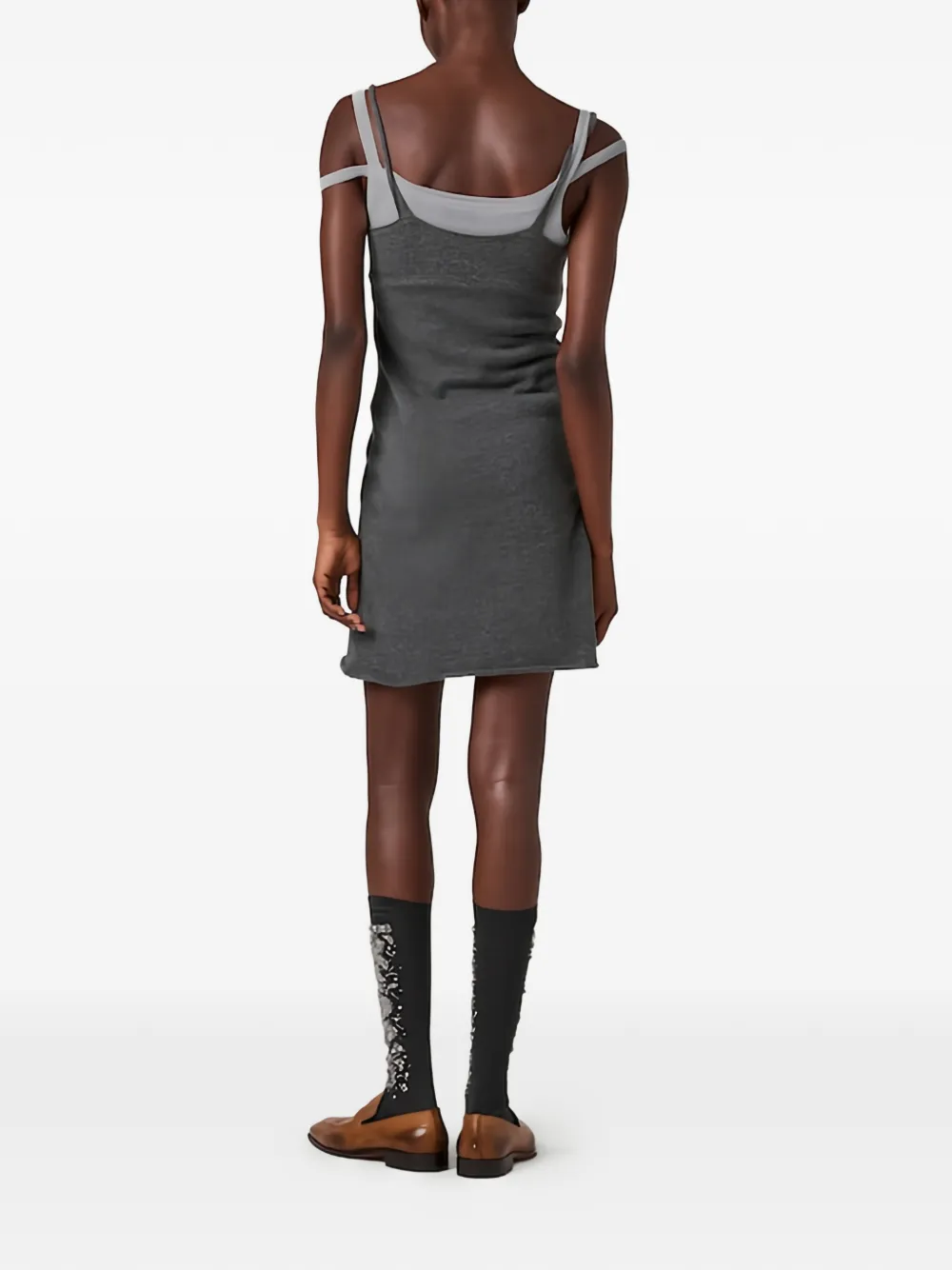 Miu Mini-jurk met V-hals Grijs