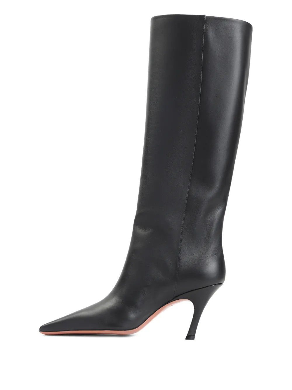 Amina Muaddi Black Mona 80 Leather Boots In Multi