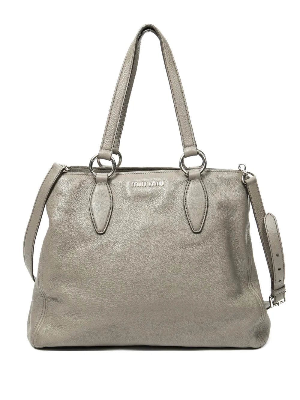 Miu Miu Pre-Owned logo-lettering tote bag | Grey | Image 1
