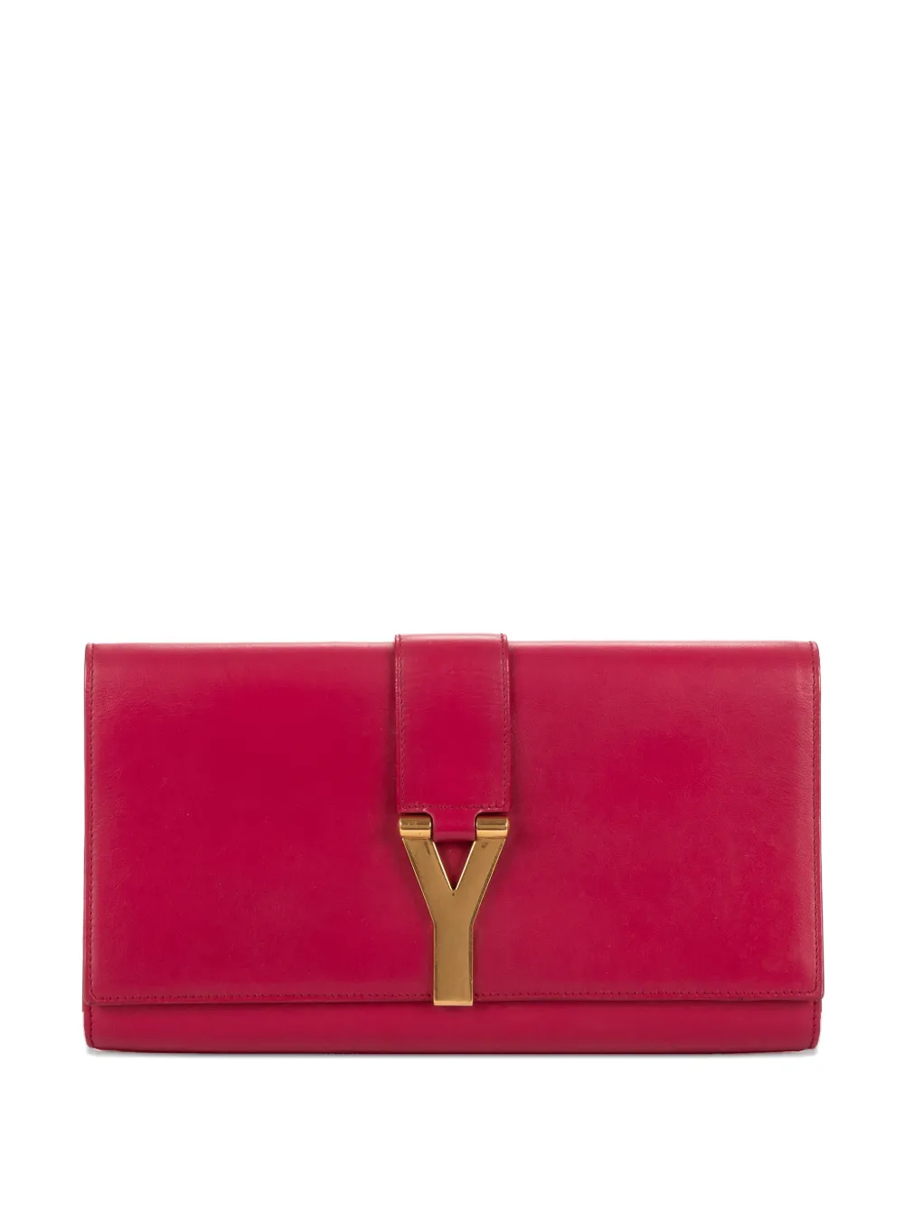 Saint Laurent Pre-Owned Clutch Ligne-Y piccola con placca logo - Rosa