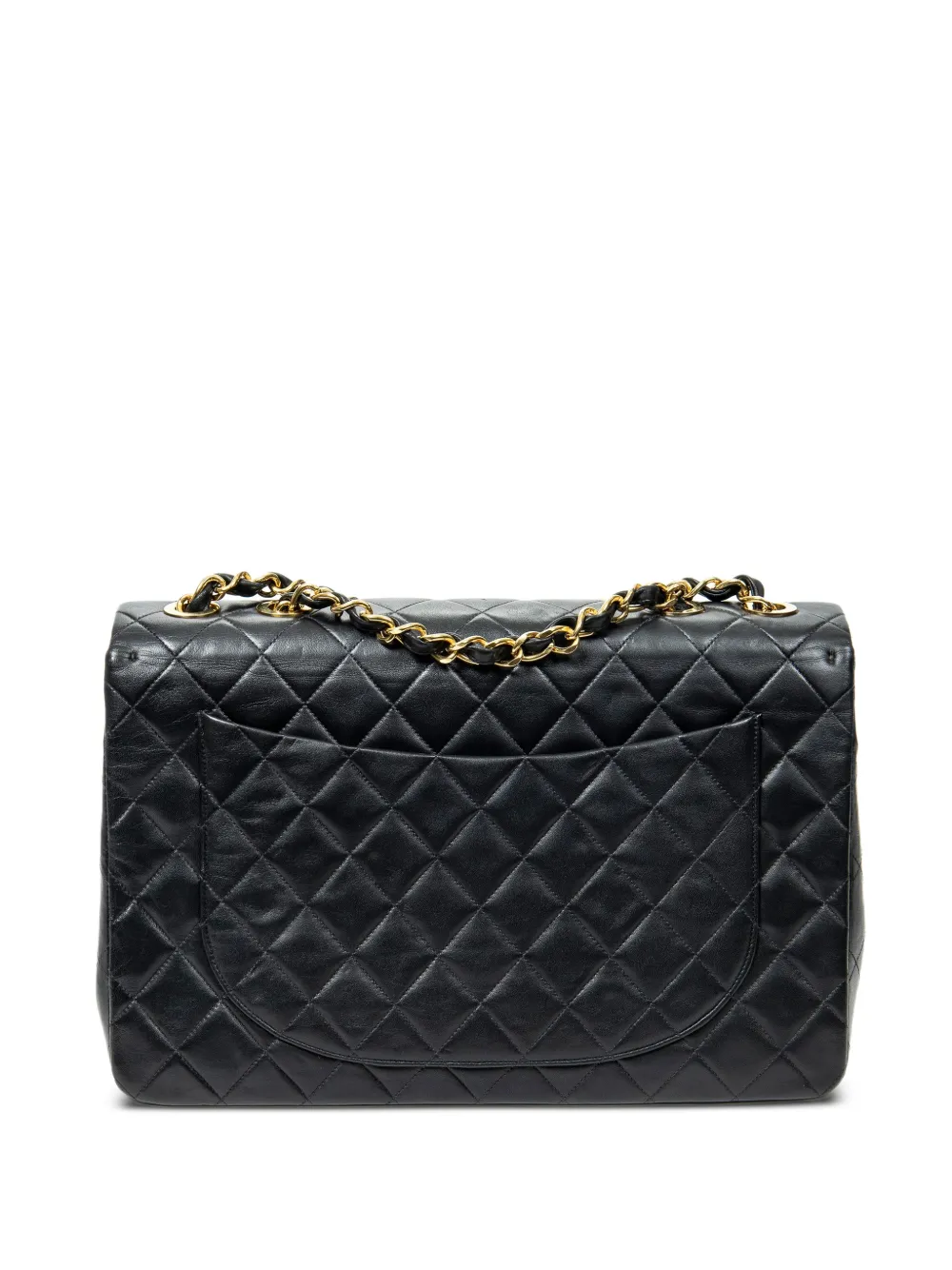 CHANEL Pre-owned Maxi Jumbo Xl Flap Quilted-chain Shoulder Bag In Black