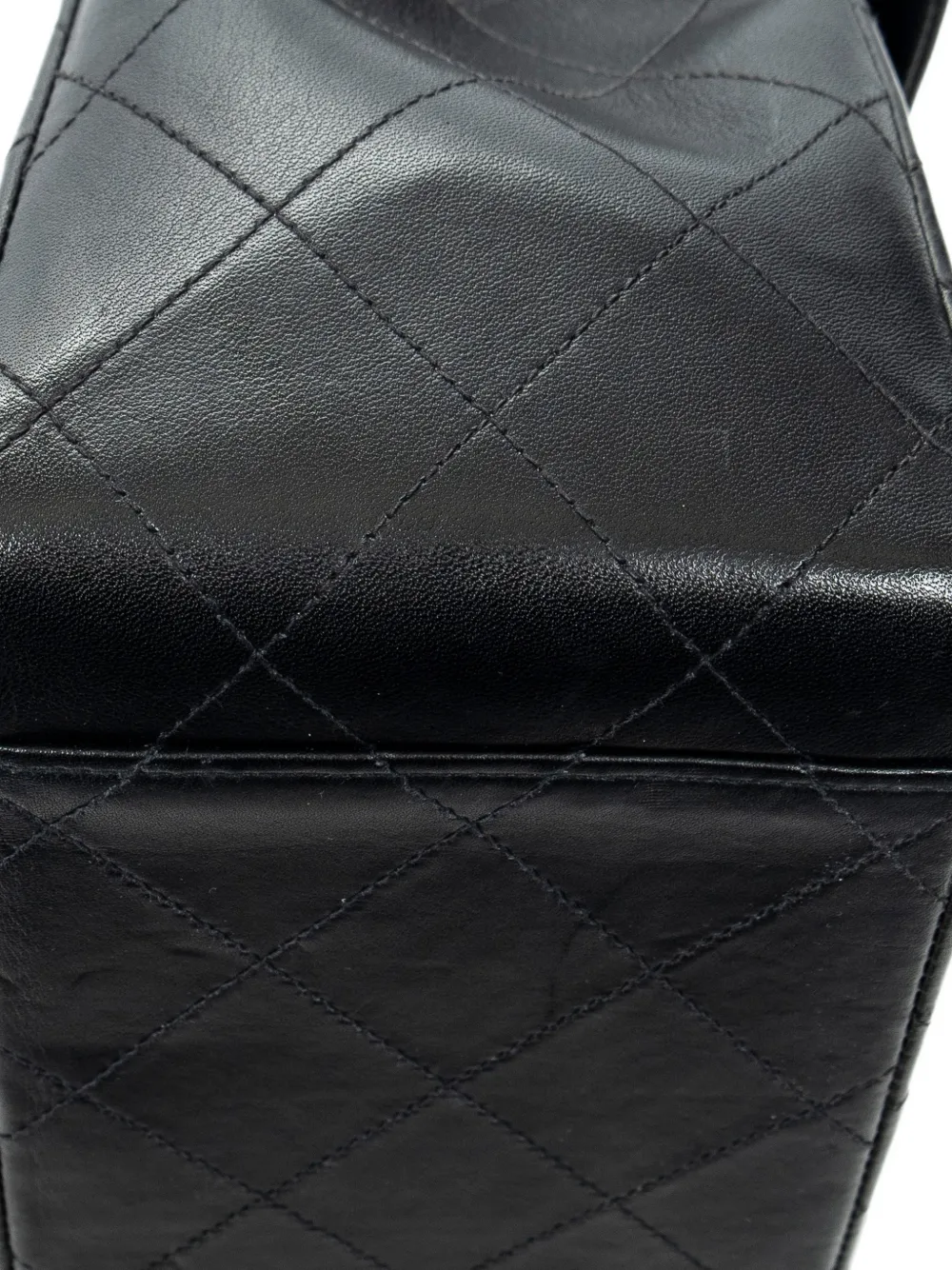 CHANEL Pre-owned Maxi Jumbo Xl Flap Quilted-chain Shoulder Bag In Black