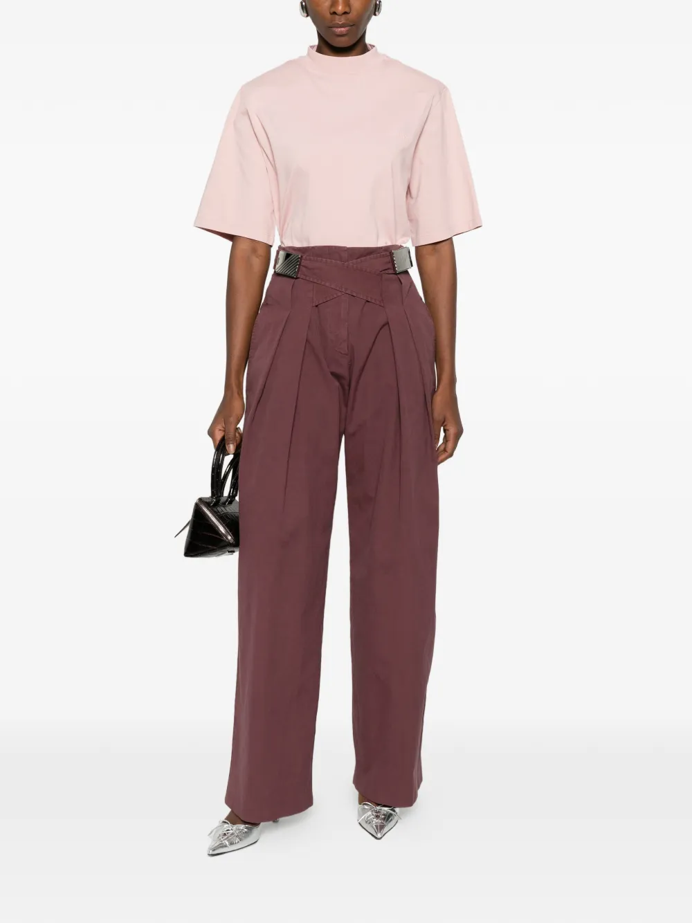 The Attico T-shirt met ronde hals Roze