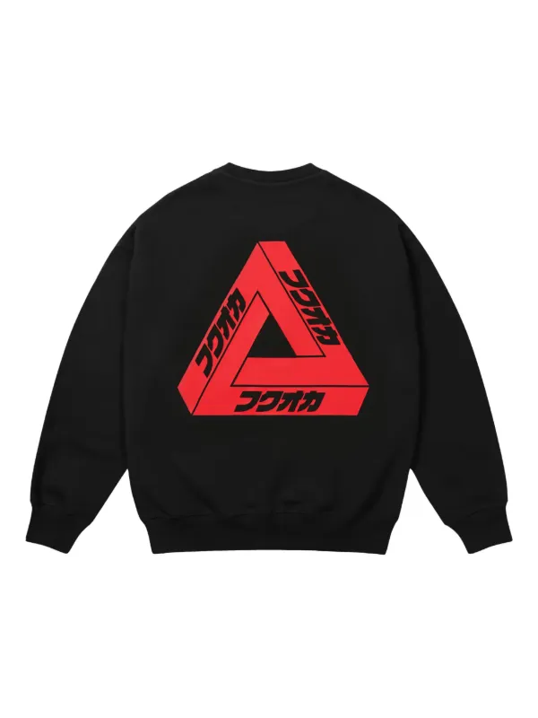 Palace Fukuoka Tri-Ferg crew-neck Sweatshirt | Black | FARFETCH JO