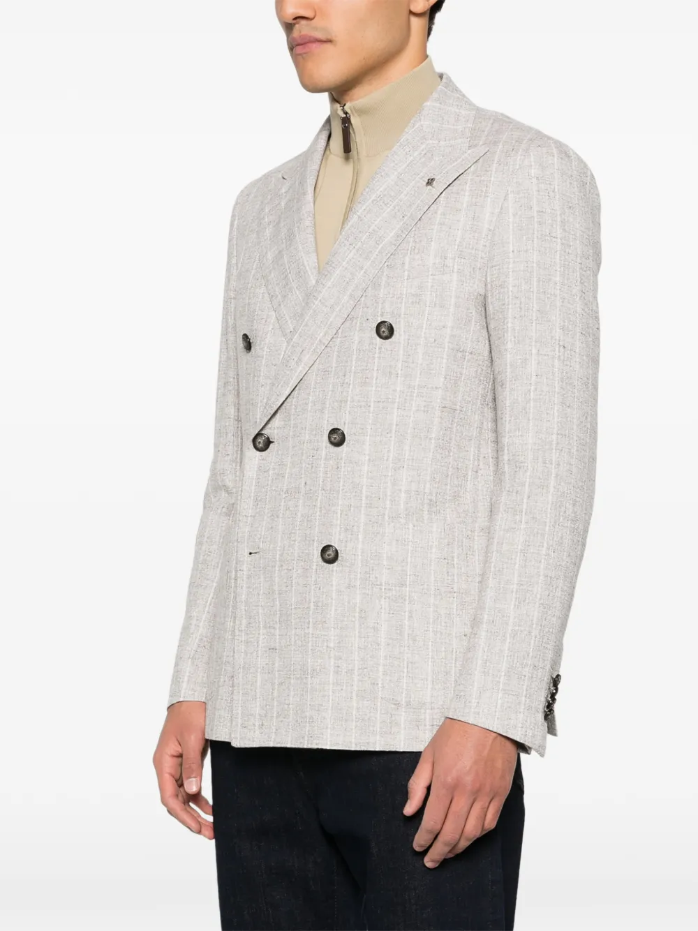 double-breasted striped blazer