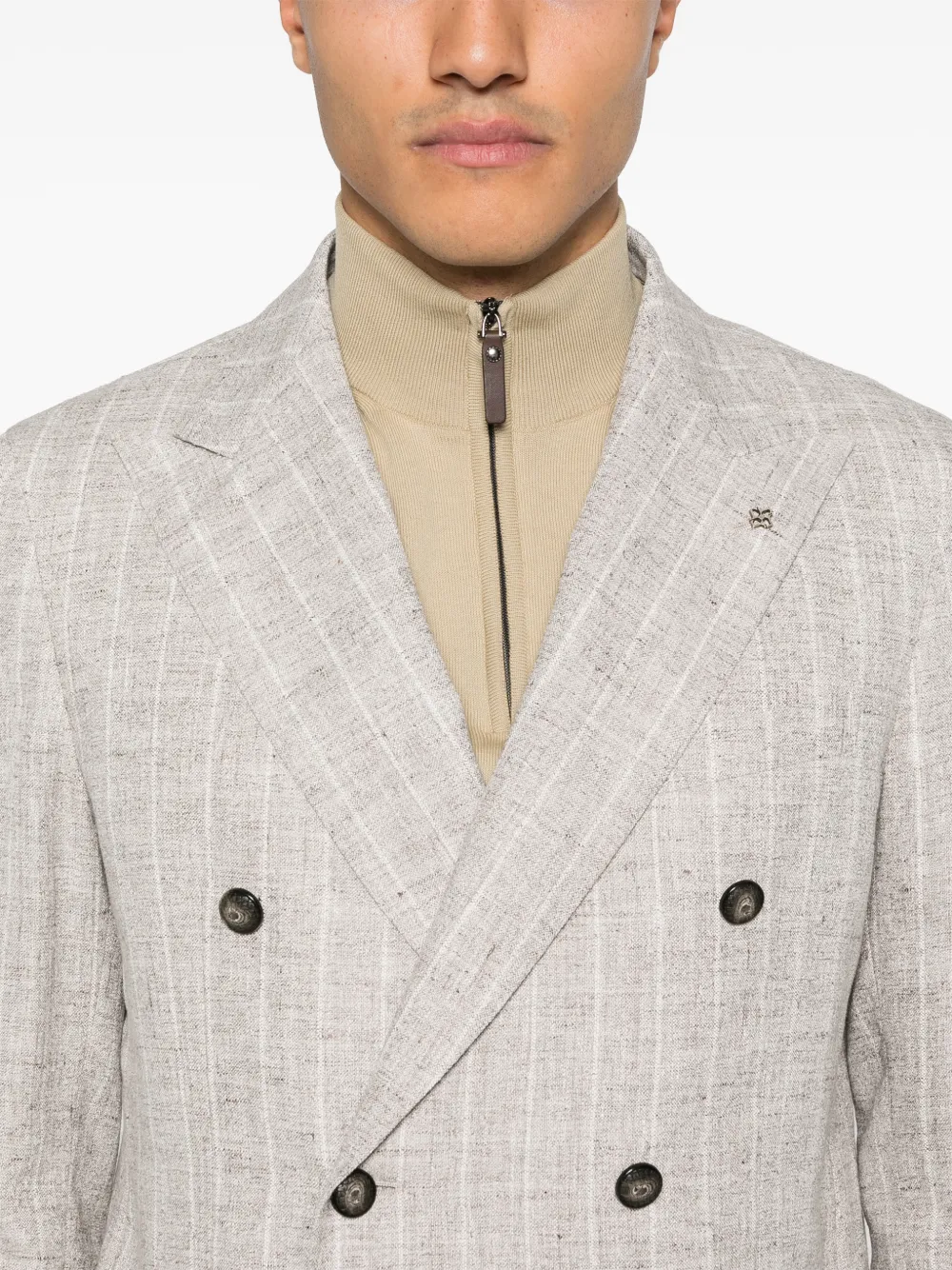 double-breasted striped blazer