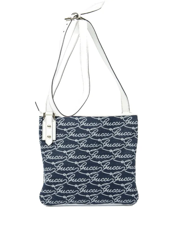 Gucci Pre-owned Logo-pattern Shoulder Bag in Blue