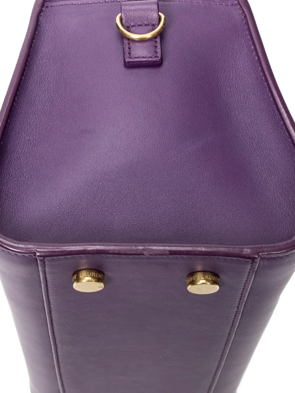 Pre-owned Saint Laurent Baby Monogram Cabas Logo-plaque Tote Bag In Purple