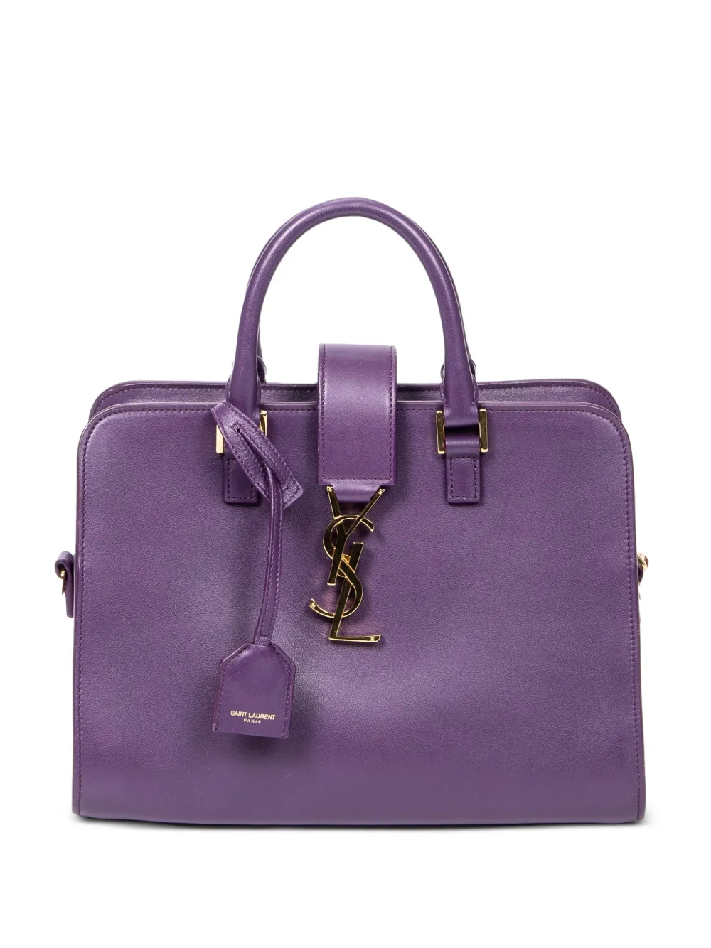 Pre-owned Saint Laurent Baby Monogram Cabas Logo-plaque Tote Bag In Purple