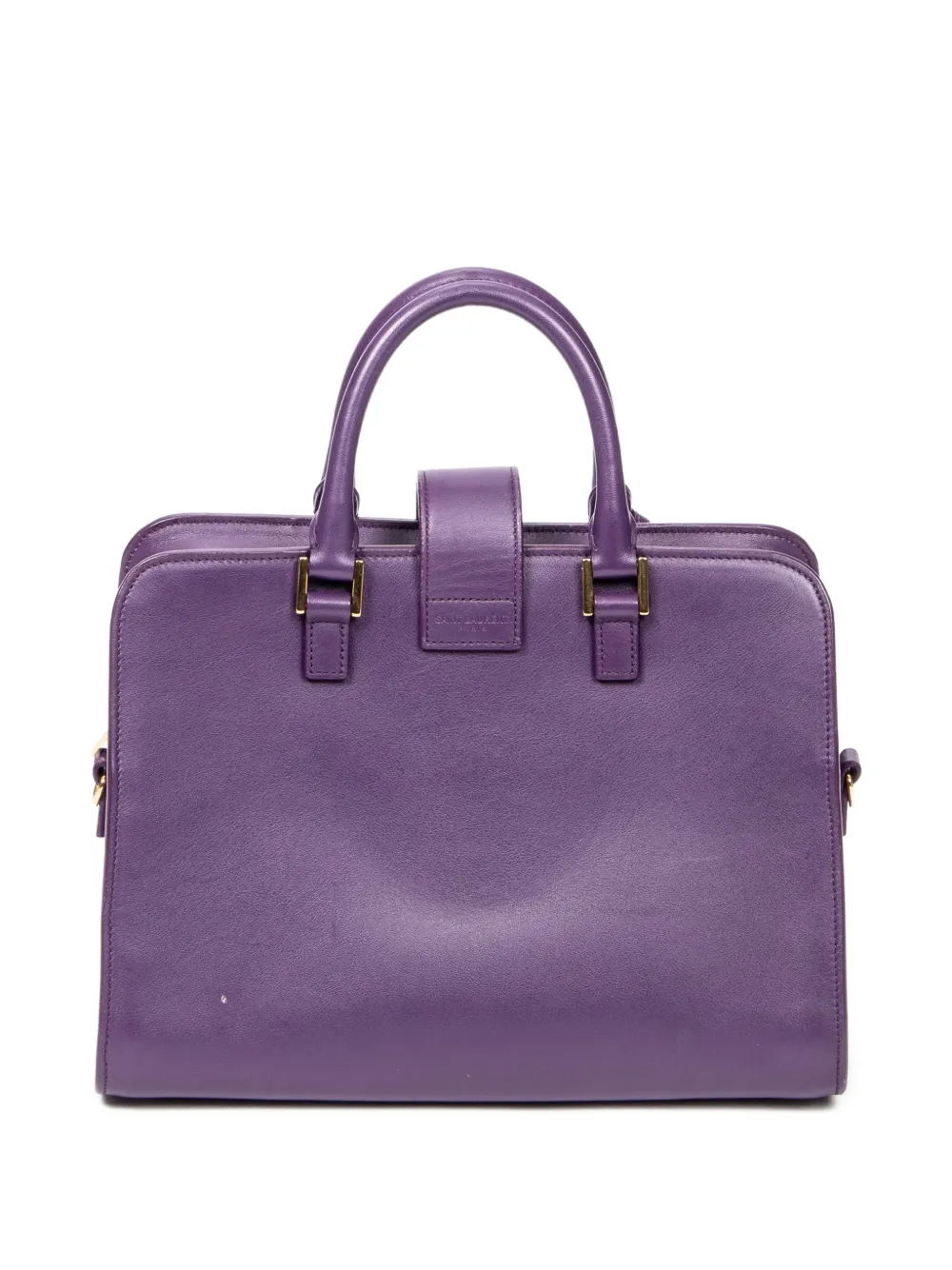 Pre-owned Saint Laurent Baby Monogram Cabas Logo-plaque Tote Bag In Purple
