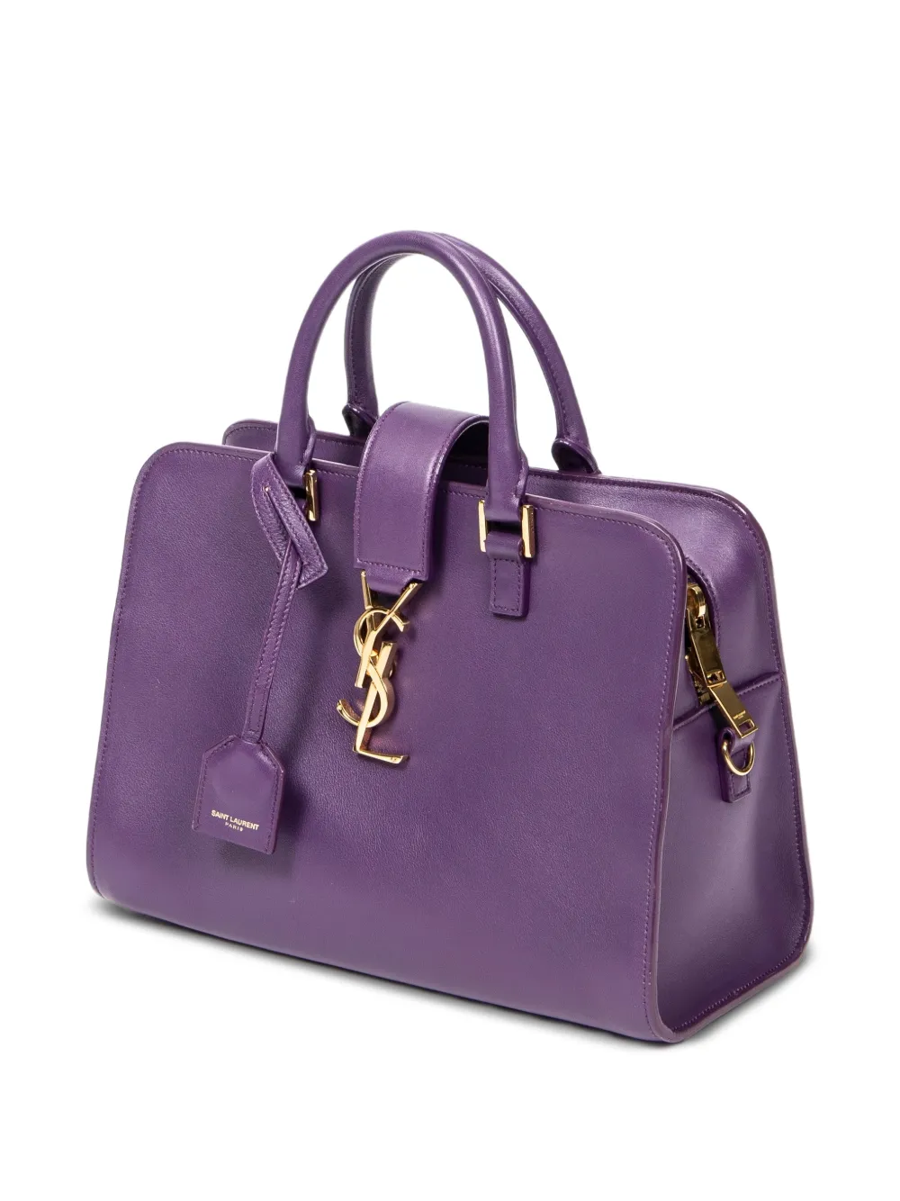Pre-owned Saint Laurent Baby Monogram Cabas Logo-plaque Tote Bag In Purple