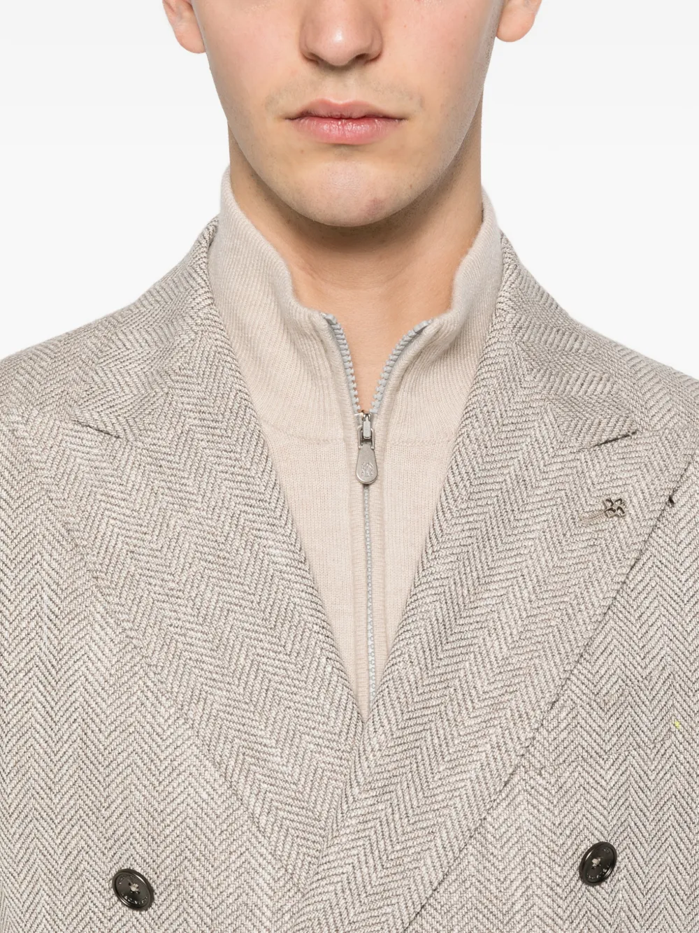 Tagliatore Blazer met visgraat patroon Beige