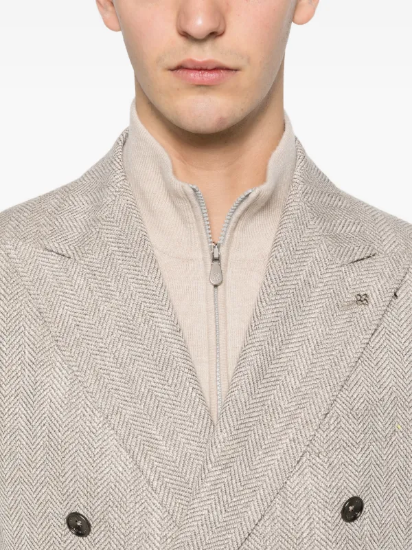 TAGLIATORE ダブルブレスト ヘリンボーンコート Tagliatore ヘリンボーン ダブルコート | ブラック | FARFETCH JP