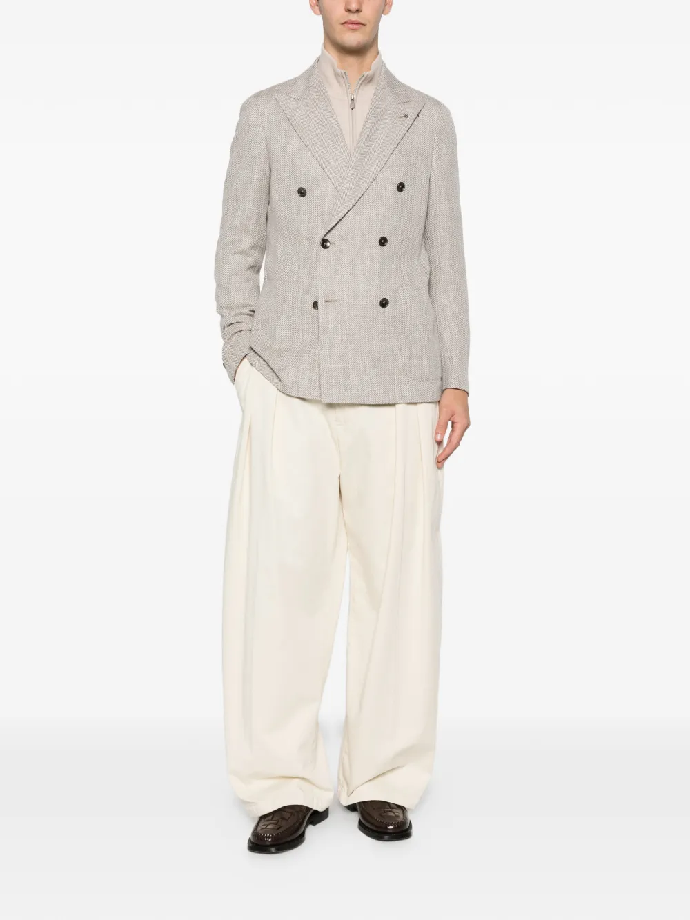 Tagliatore Blazer met visgraat patroon Beige