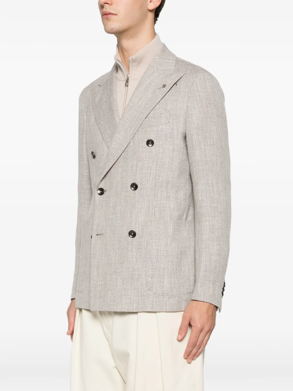 Tagliatore Blazer met visgraat patroon Beige