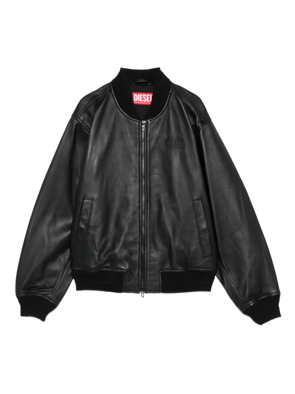 Diesel L-Ilyan-RB ribbed leather jacket - Nero