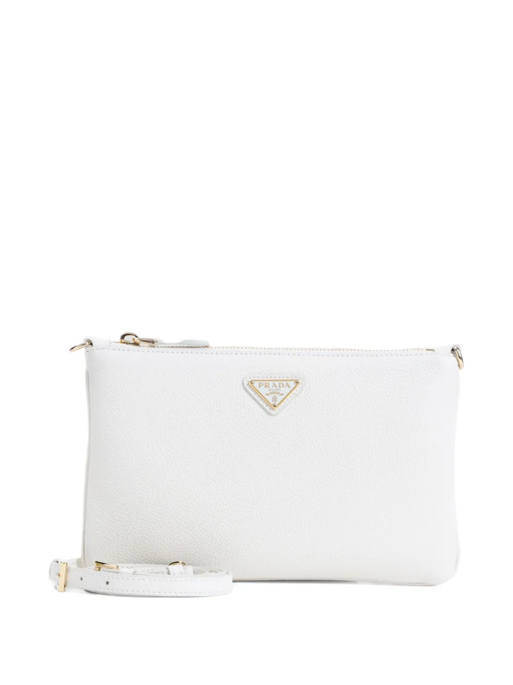 Prada triangle-logo clutch bag - Bianco