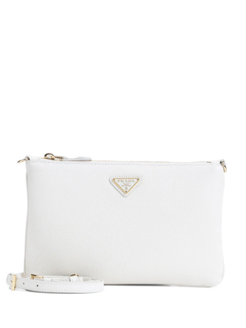 Prada triangle-logo clutch bag - Bianco