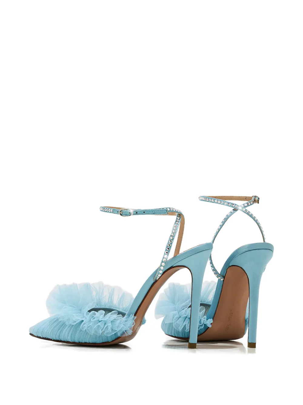 Andrea Wazen 120 mm Franca pumps met tulen enkelbandje Blauw