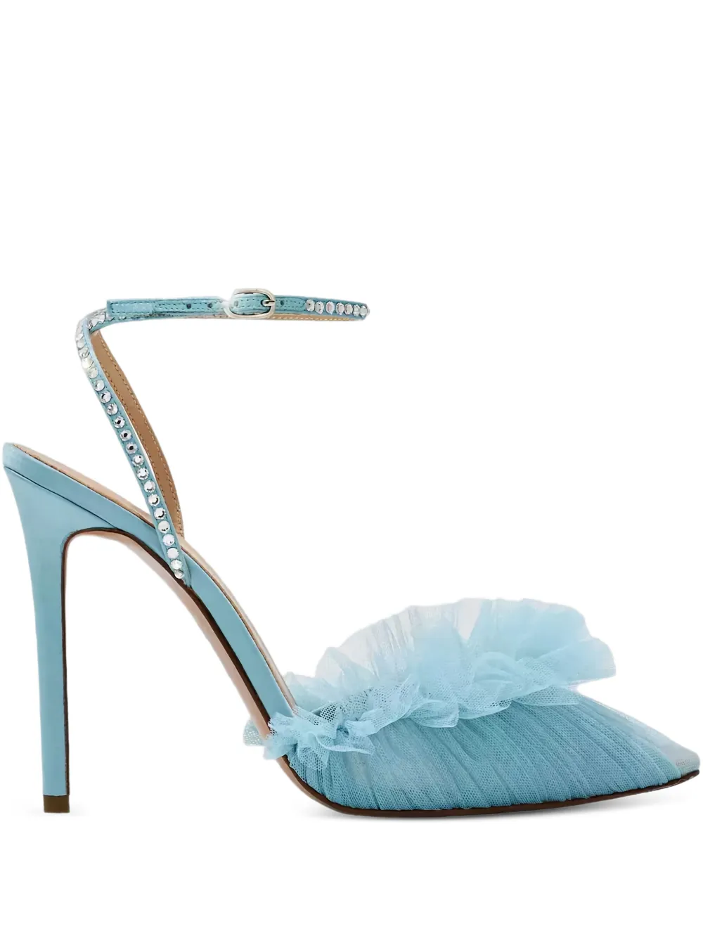 Andrea Wazen 120 mm Franca pumps met tulen enkelbandje Blauw