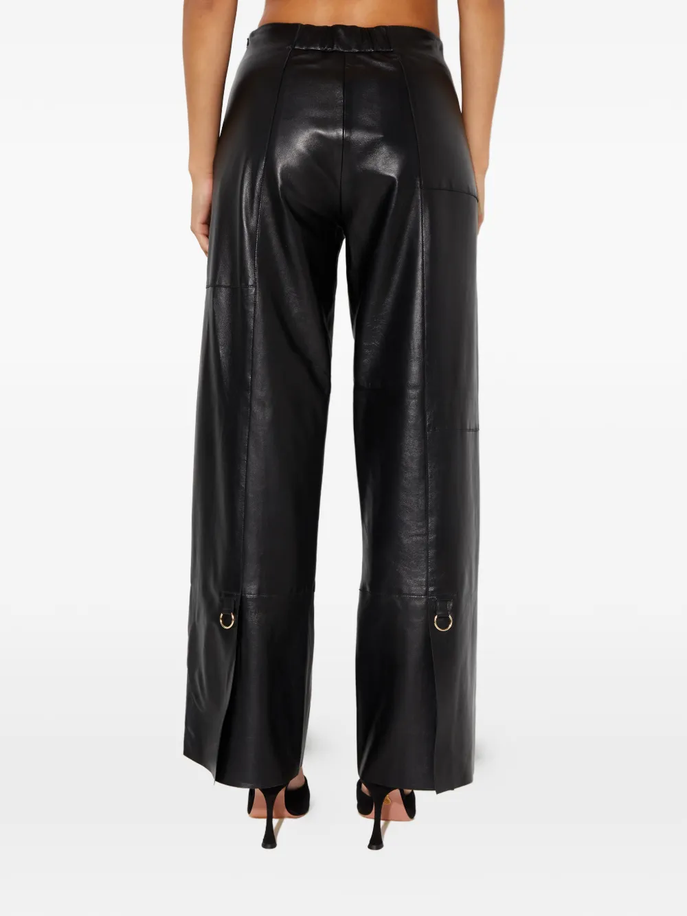 Aeron Ring Detail Leather Trousers In Black