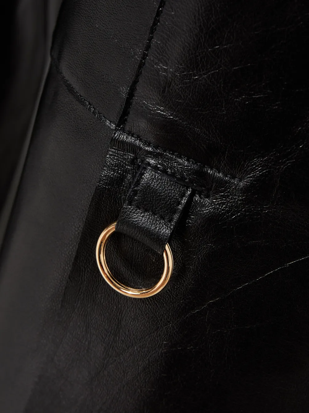 Aeron Ring Detail Leather Trousers In Black