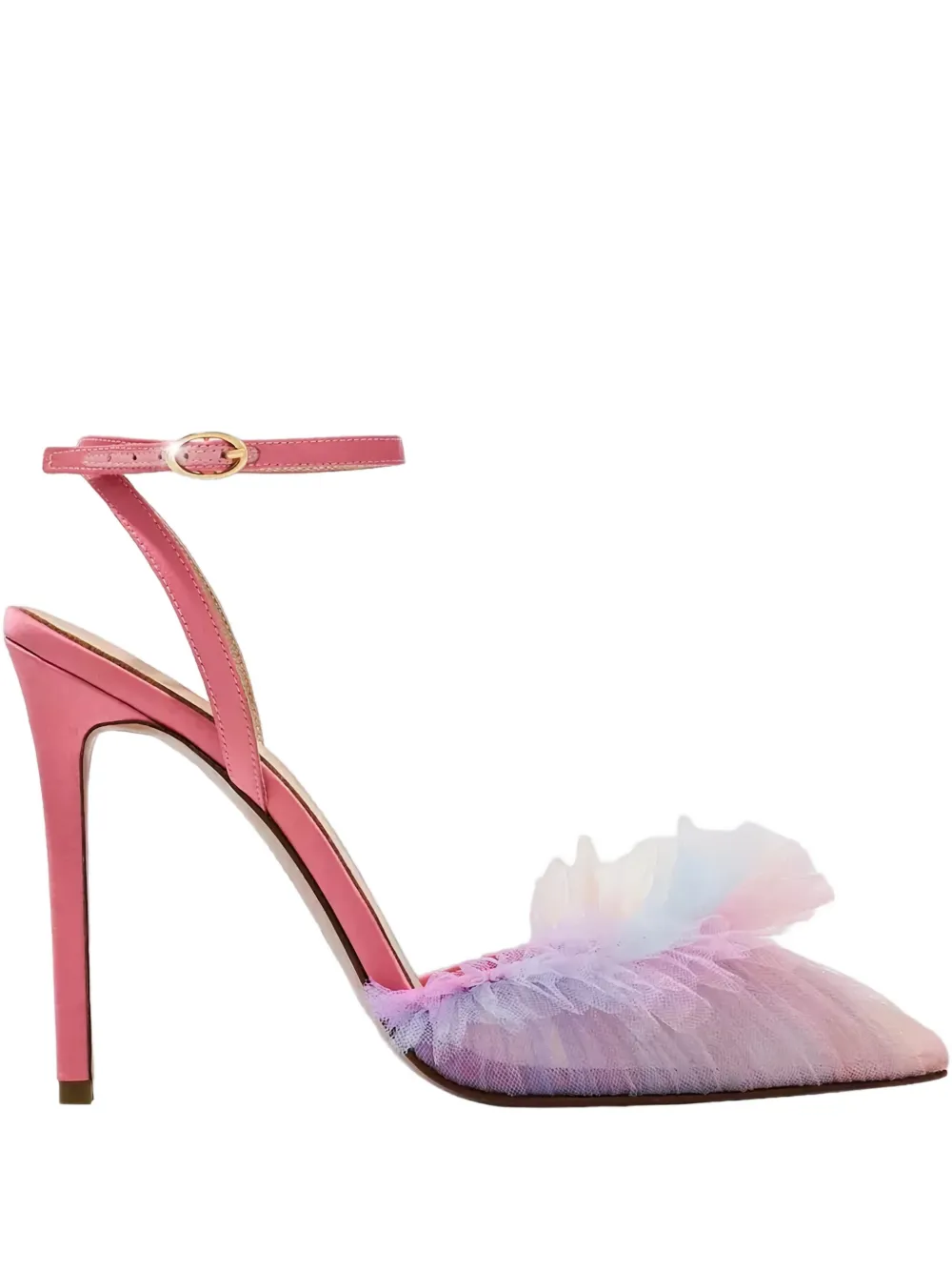 Andrea Wazen 120mm Franca Tulle Ankle-strap Pumps In Multi
