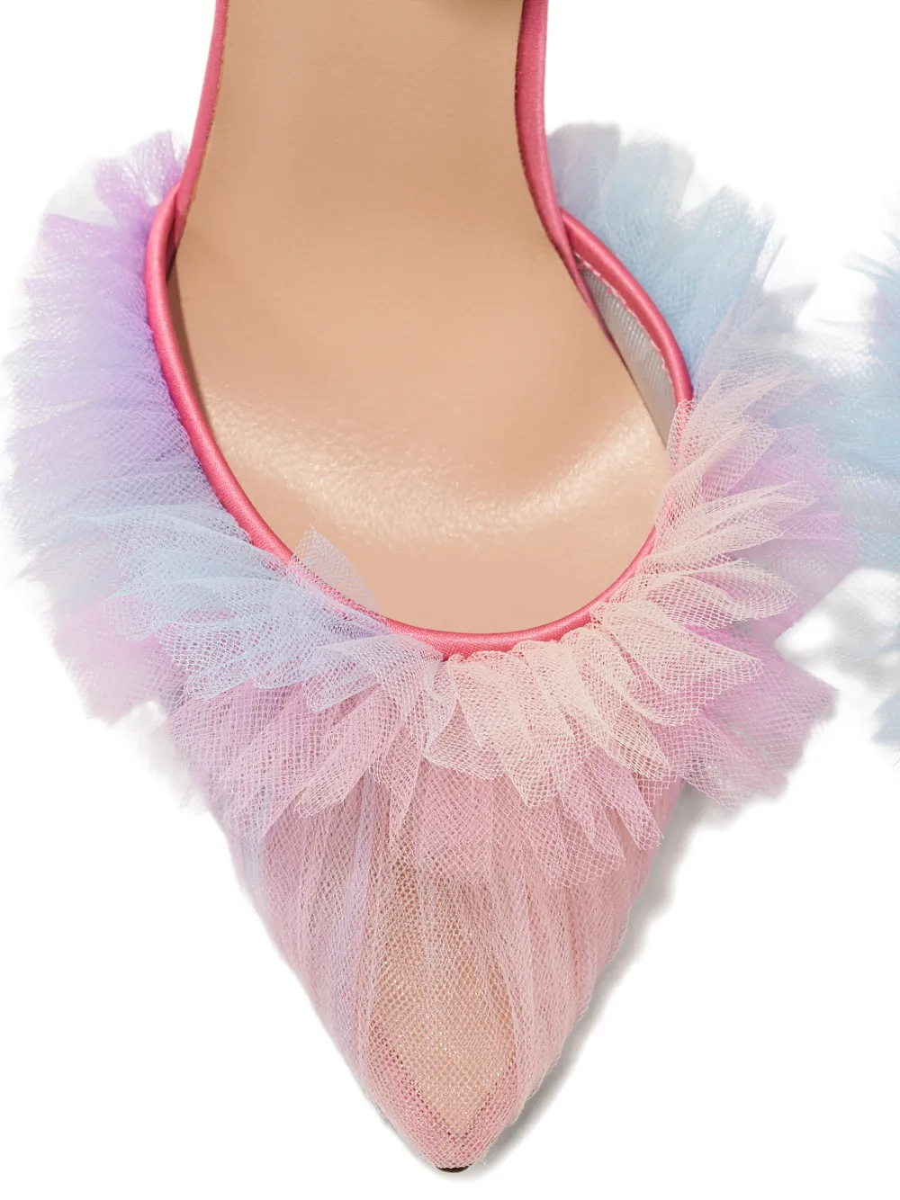 Andrea Wazen Franca 120mm pumps met tulen enkelbandje Roze