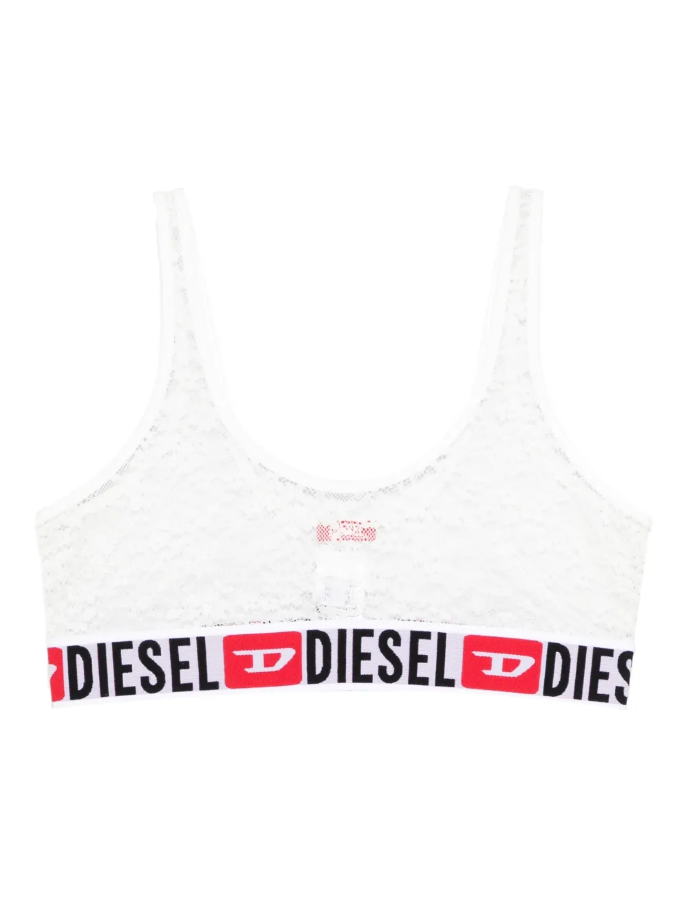 Diesel Ufsb-Oriba lace logo band bra - Bianco