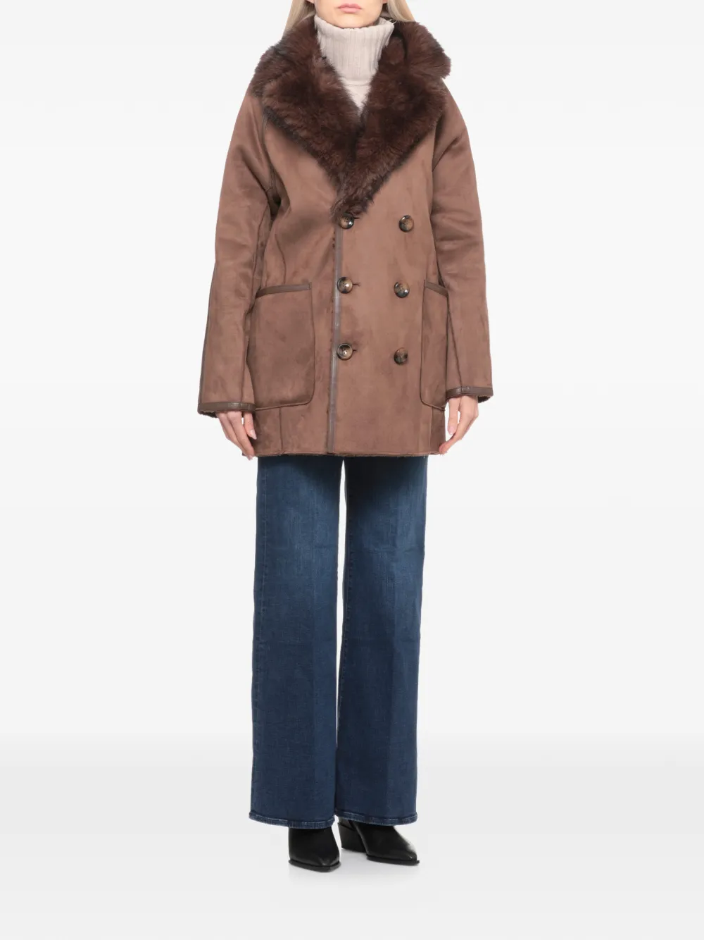Betta Corradi abrigo con doble botonadura y cuello de pelo artificial | Abrigos de pelo artificial | Image 2