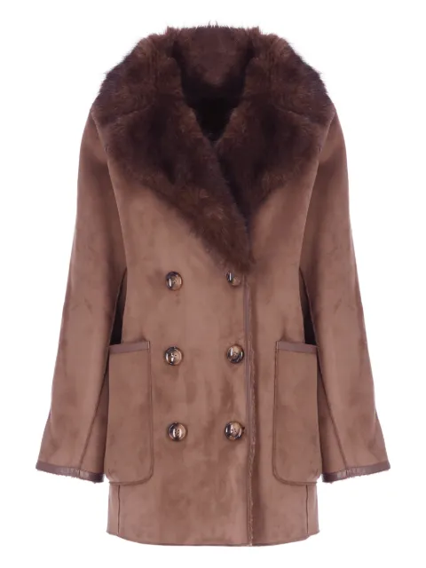Betta Corradi faux-fur collar double-breasted coat