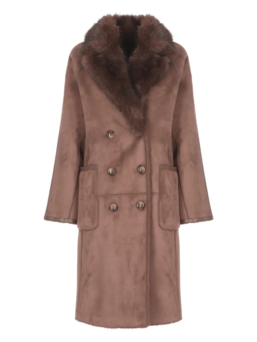 Betta Corradi abrigo texturizado con doble botonadura | marrón | Image 1