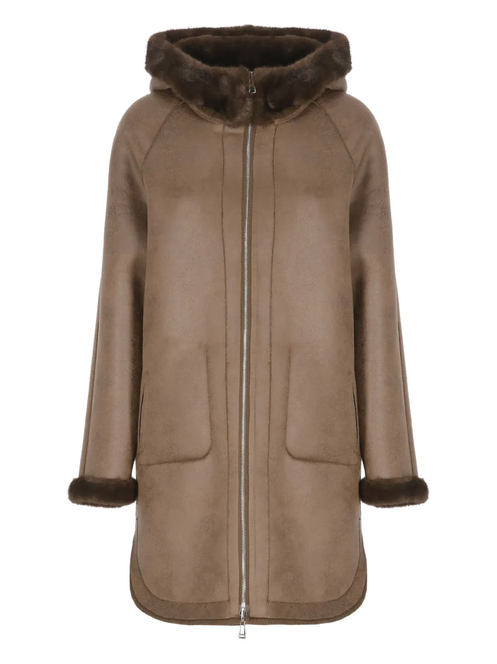 Betta Corradi Faux-fur Hooded Coat In Brown