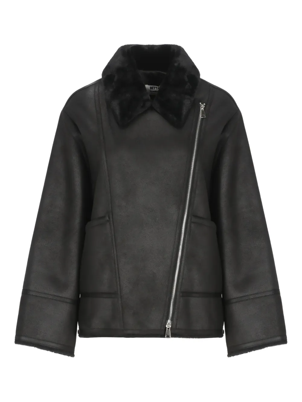 Betta Corradi chaqueta con cremallera y pelo artificial | negro | Image 1