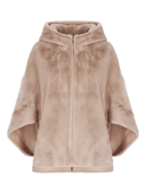 Betta Corradi faux-fur hooded three-quarter sleeve jacket