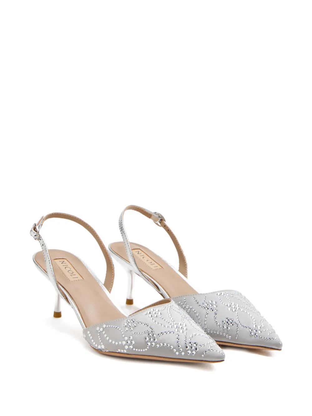 NICOLI 60 mm Dahna verfraaide slingback pumps Grijs