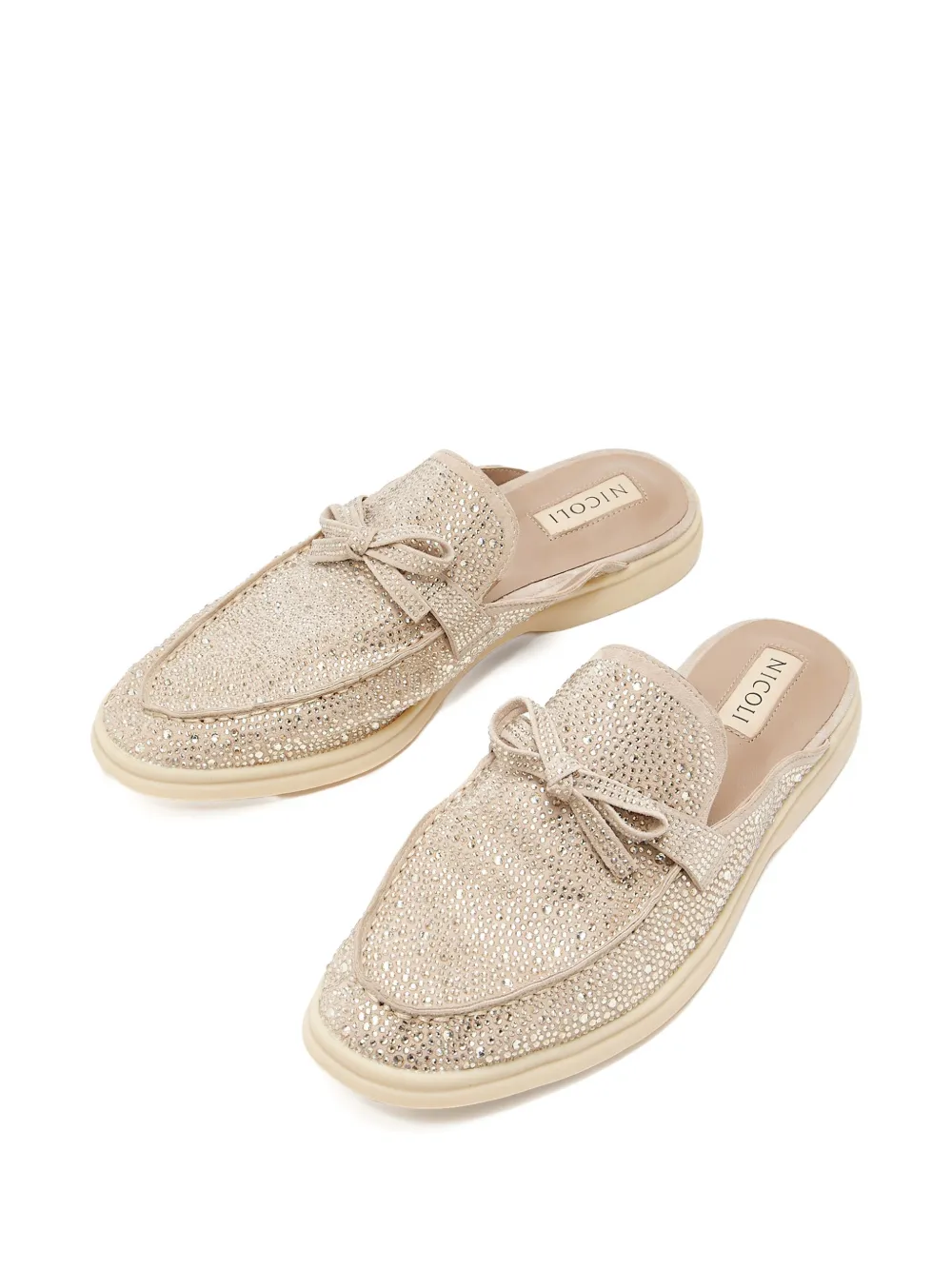 NICOLI Jezelinda muiltjes verfraaid met strik Beige