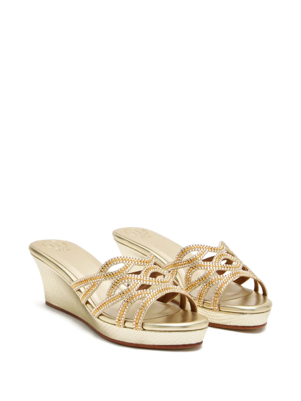 NICOLI 70 mm Tina verfraaide sandalen met sleehak Goud