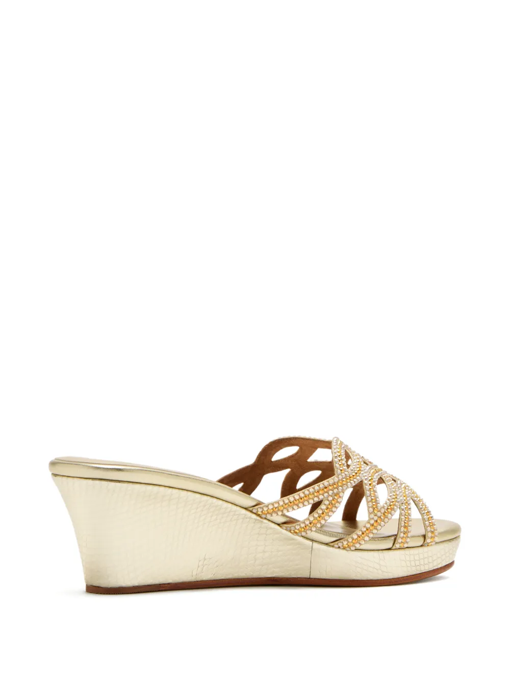 NICOLI 70 mm Tina verfraaide sandalen met sleehak Goud