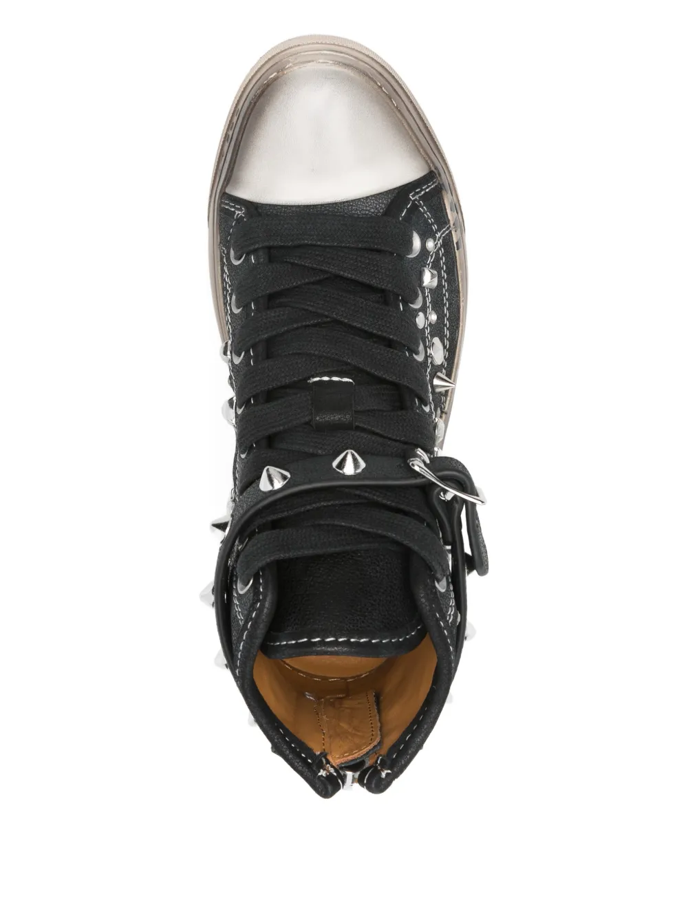 R13 Sneakers met plateauzool en studs Zwart