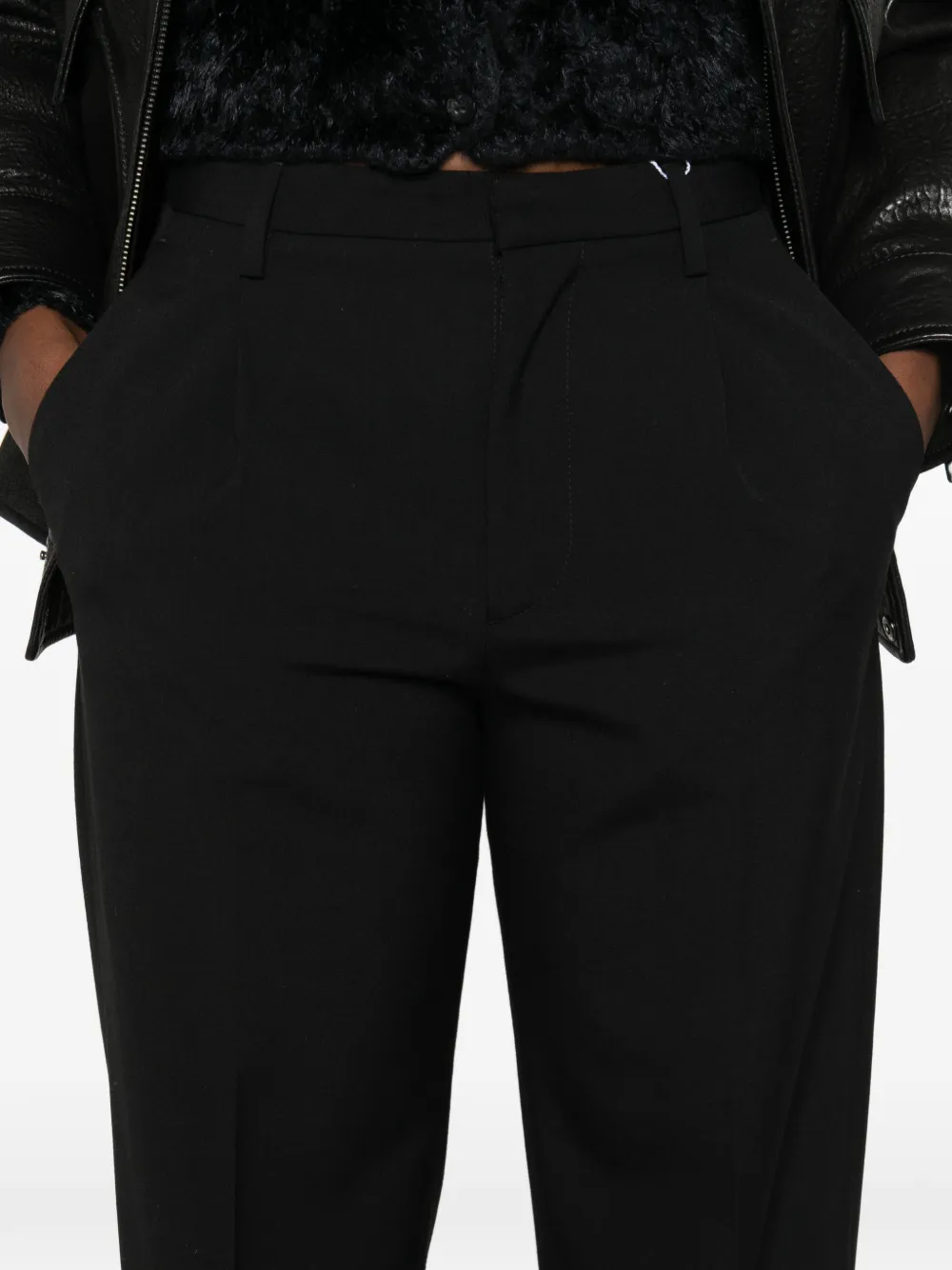 MM6 Maison Margiela Broek met geplooid detail Zwart