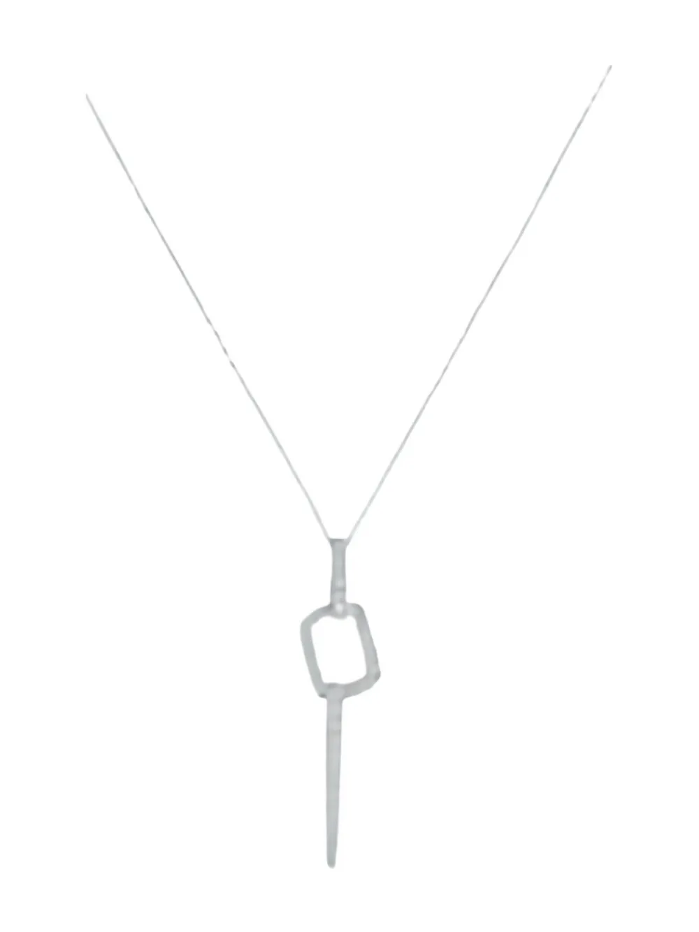 Pre-owned Lb Exclusive 14k White Gold Diamond Geometric Necklace In Silver