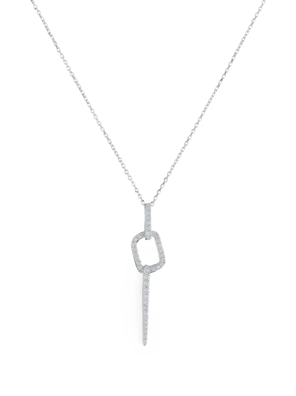 LB Exclusive 14K white gold diamond geometric necklace - Argento