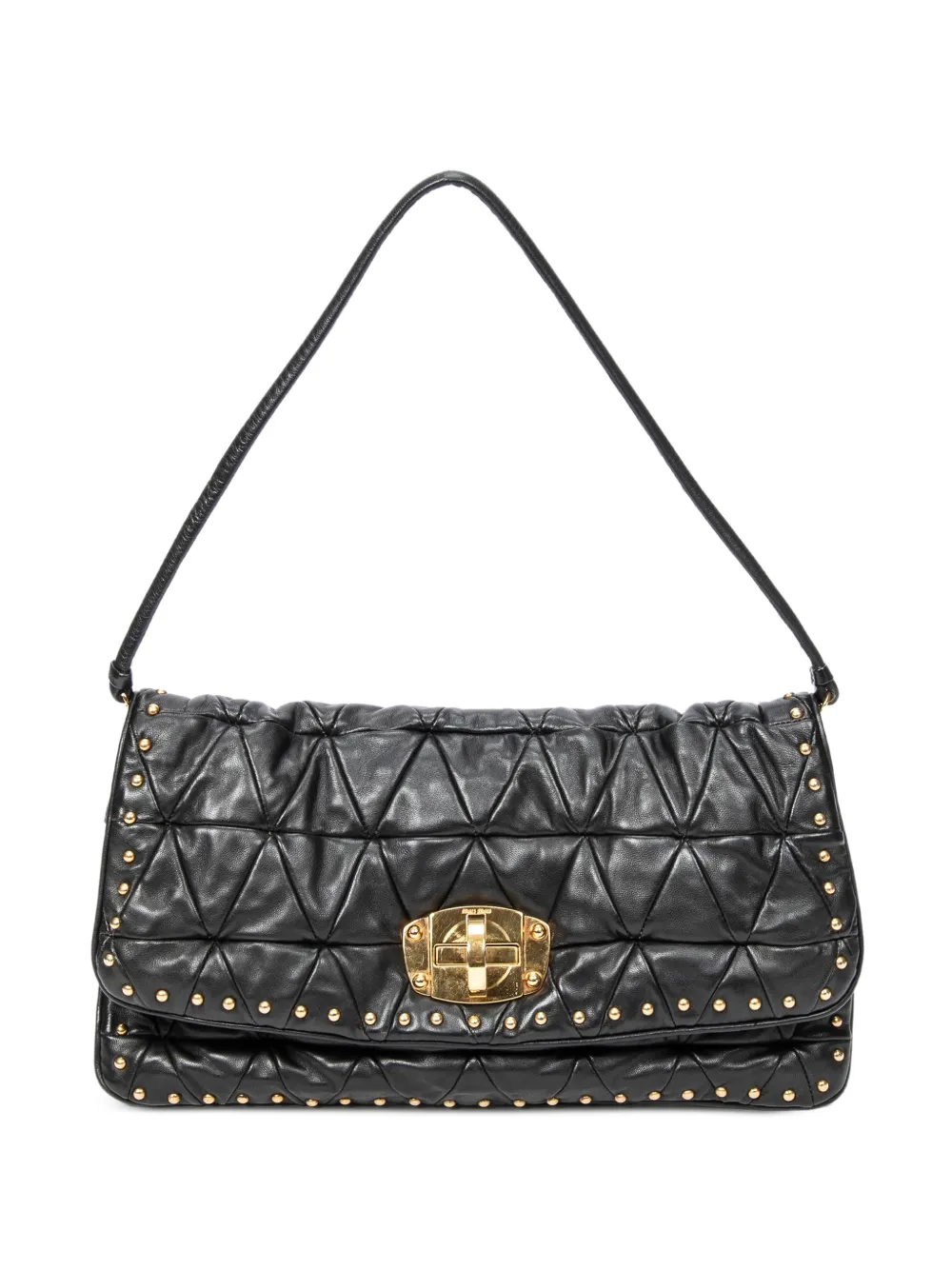 Miu Miu Pre-Owned quilted-studded shoulder bag | Black | Image 1