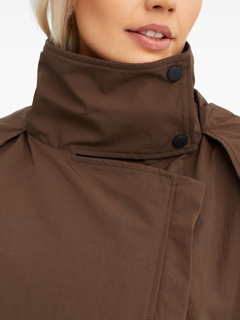 Aeron Asymmetric Zip Linden Jacket In Brown