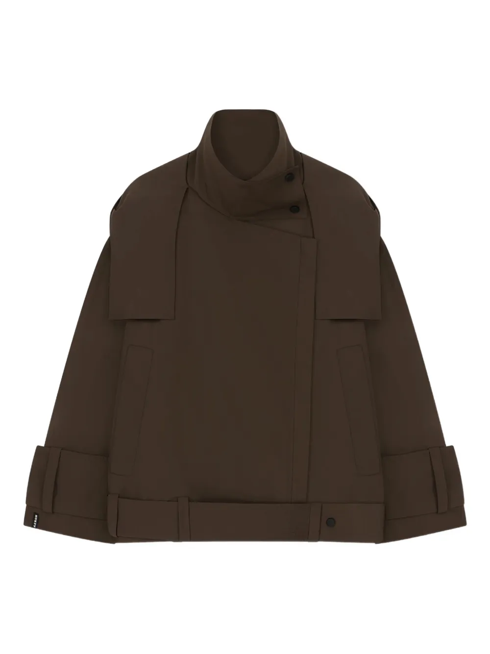 Aeron Asymmetric Zip Linden Jacket In Brown