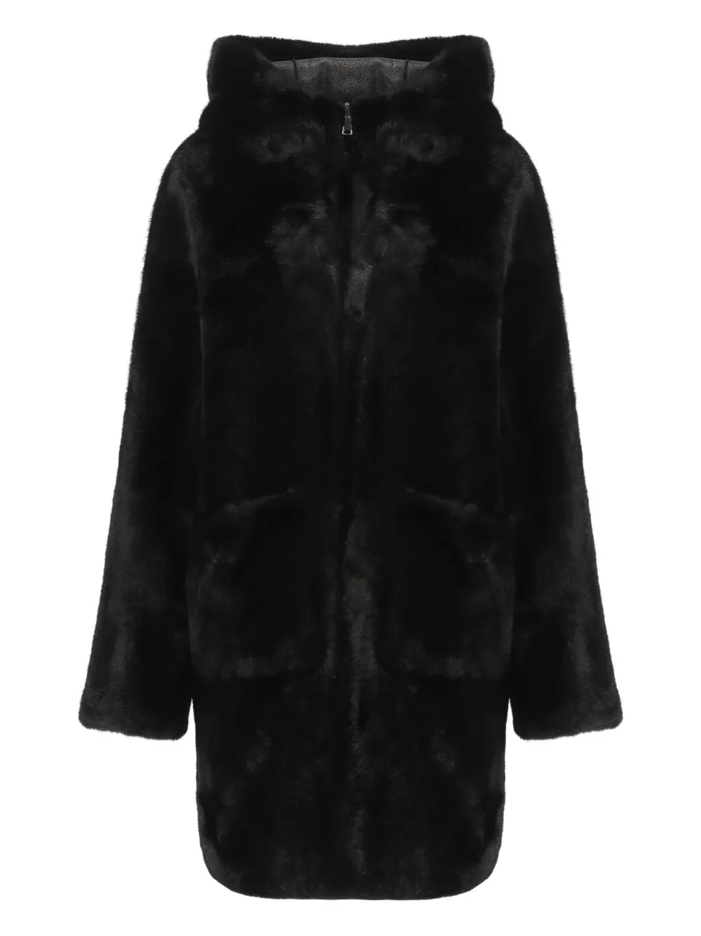 Betta Corradi Hooded Faux-fur Coat In Black