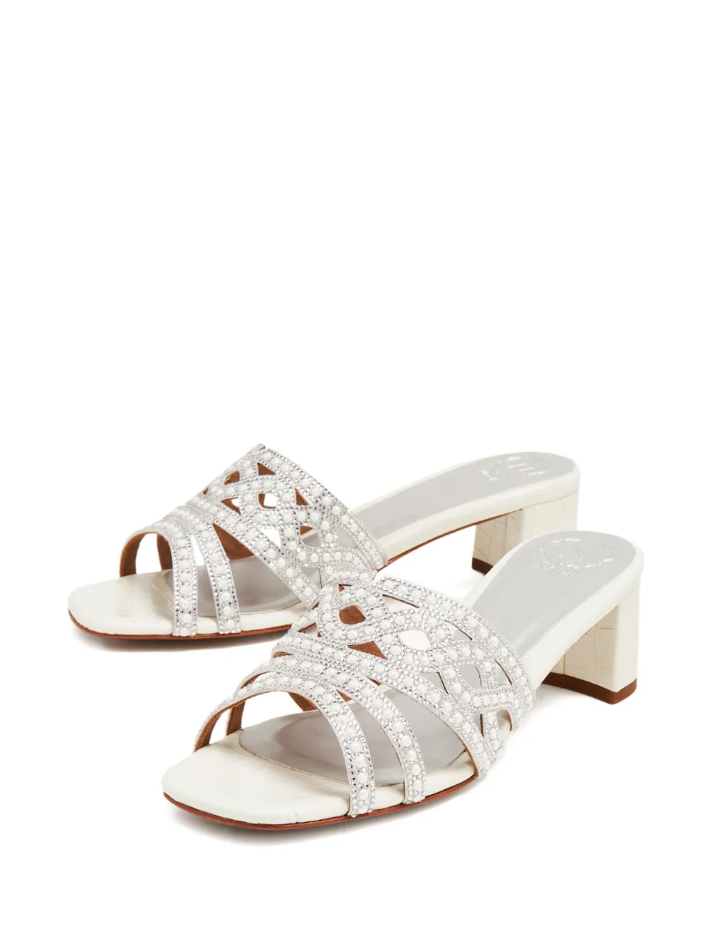 NICOLI Benat sandalen verfraaid met parels Wit