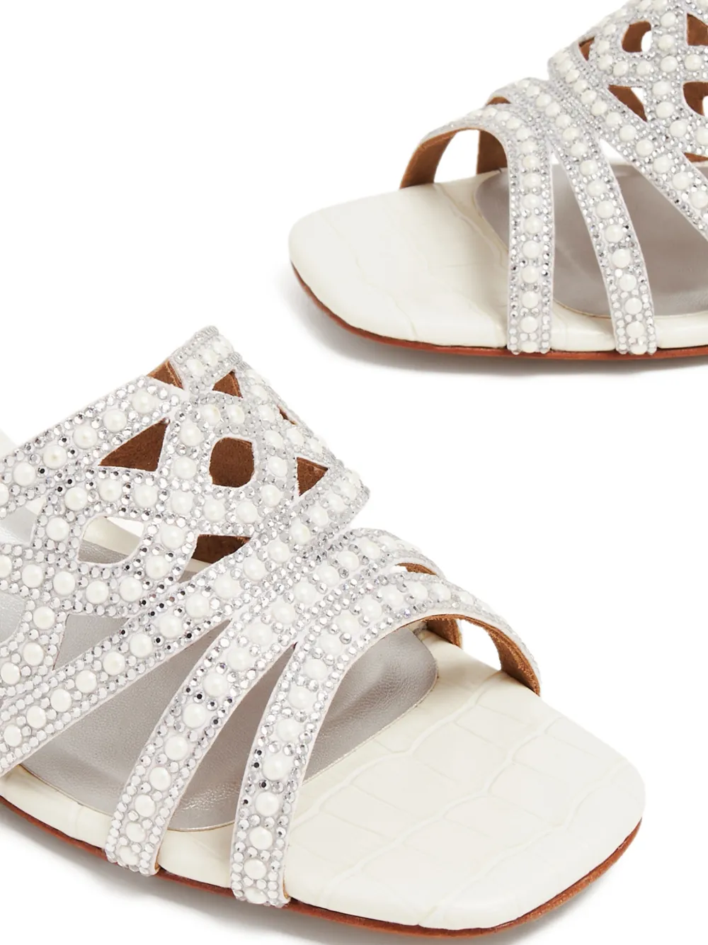 NICOLI Benat sandalen verfraaid met parels Wit