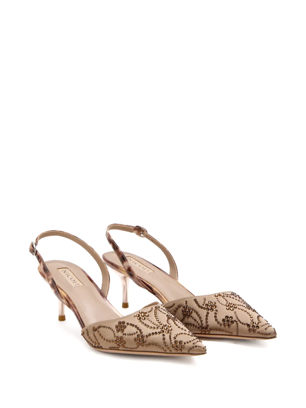 NICOLI 60 mm Dahna verfraaide slingback pumps Beige